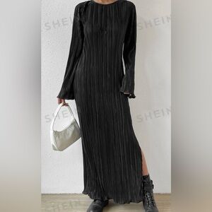 SHEIN, Black Flounce Flare Sleeve, Split thigh, Size Large